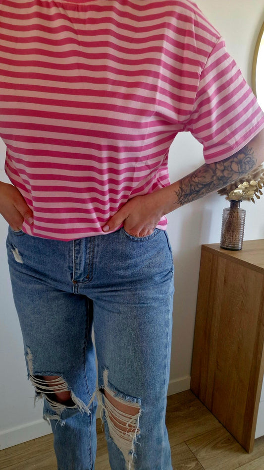 T-shirt Marinière - Rayures Rose