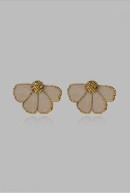 Boucles d'Oreilles "Eclosion Nacrée" Doré